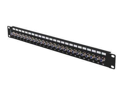 Patch panel 24 portov 1U s konektorom typu f čierny lanberg