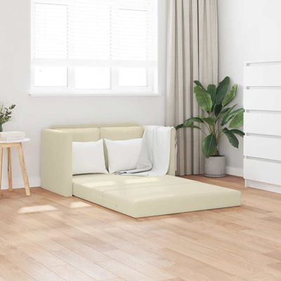 vidaXL Podlahová rozklad. pohovka 2v1 krémová 112x174x55 cm umelá koža
