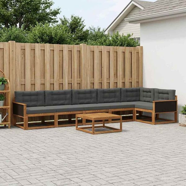 vidaXL Záhradná súprava gaučov s vankúšom 7 pcs Prírodná a antracitová
