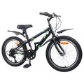 vidaXL Detské Kolo 20 Palcov 6-Speed pre vek 6-11 rokov Čierna