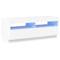 vidaXL TV skrinka s LED svetlami lesklá biela 100x35x40 cm