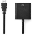 Nedis CCGB34900BK02 - HDMI™ – VGA Kabel | Konektor HDMI™ - VGA Zásuvka + 3,5mm výstup | 0,2 m | Černá barva Adaptér, HDMI (M) na VGA (F), vcetne zvuku, 3,5mm jack, 0,2m, cerný