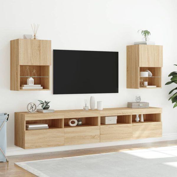 vidaXL TV skrinky s LED svetlami 2 ks dub sonoma 40,5x30x60 cm