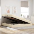 vidaXL Postel s úložným prostorem a matrací Krémová 200 x 200 cm