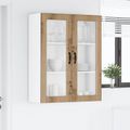 vidaXL Nástenný sklenený kabinet PORTO Remeselný dub 80 x 31 x 100 cm