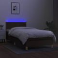 vidaXL Posteľ boxsping s matracom a LED tmavohnedá 90x200 cm látka