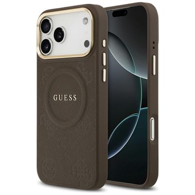 Puzdro Guess pre iPhone 17 Pro Max HC MAGSAFE PU S/ PEONY HOT STAMP hnedé