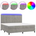 vidaXL Posteľ boxsping s matracom a LED bledosivá 200x200 cm zamat