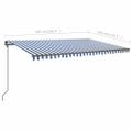 vidaXL Ručne zaťahovacia markíza s LED 5x3 m modro-biela