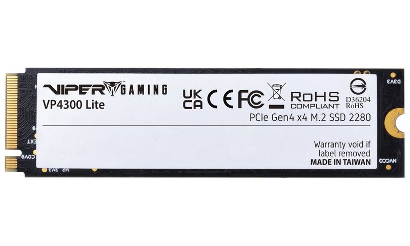 PATRIOT VP4300 Lite/4TB/SSD/M.2 NVMe/Čierna/5R SSD disk, interný, 4TB, M.2 2280, PCIe Gen4 x4, NVMe 2.0, DRAMLESS