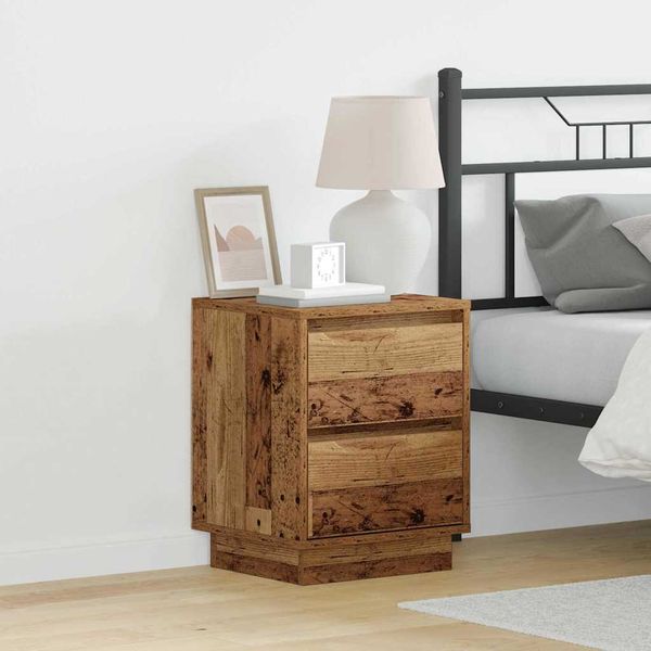 vidaXL Nočný stolík so zásuvkou 2 pcs Staré drevo 39 x 34,5 x 50 cm