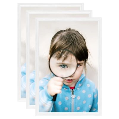 vidaXL Fotorámiky na stôl, koláž 3 ks, biele 28x35 cm, MDF