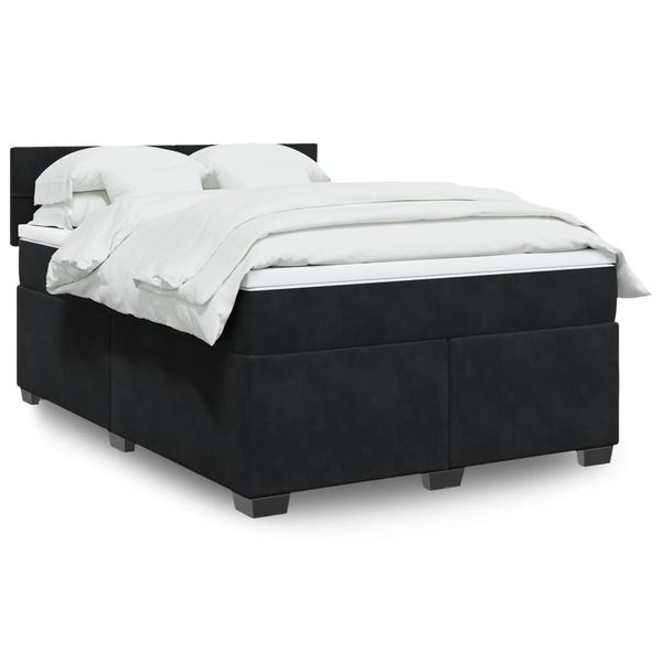 vidaXL Posteľný rám boxspring s matracom čierny 160x200 cm zamat
