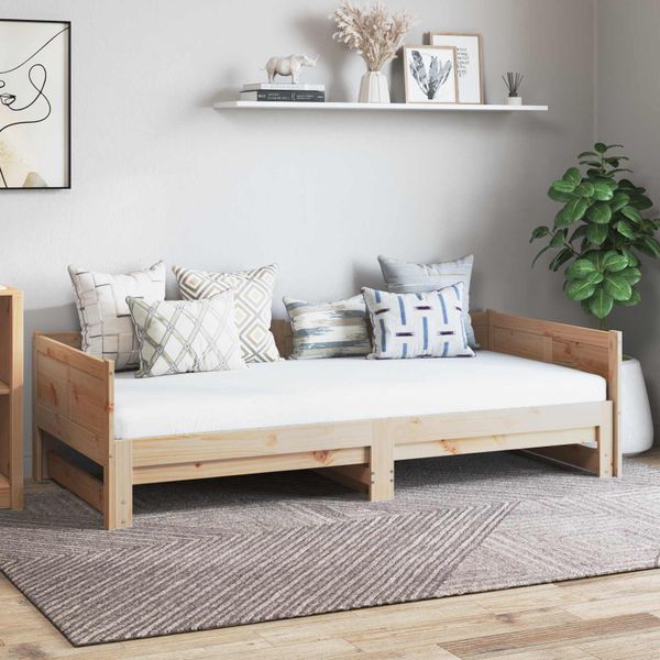vidaXL Vytiahnuť Dennú Posteľ Prírodná 180 x 200 cm