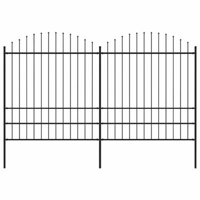 vidaXL Záhradný plot s vrchnou časťou z ocele 337x200 cm čierny