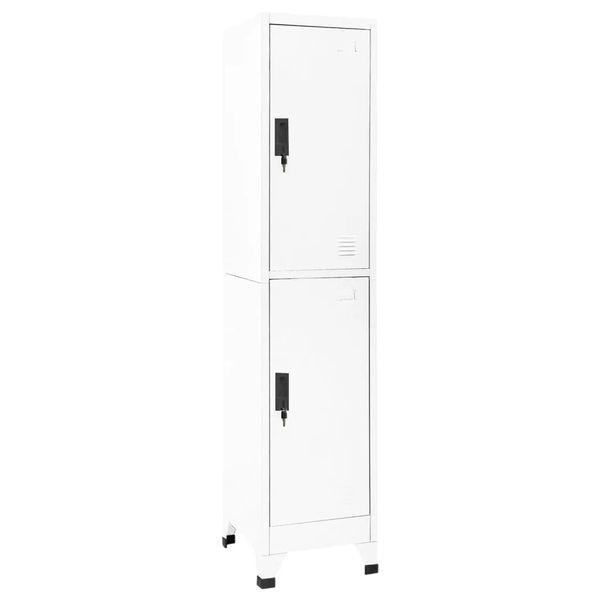 vidaXL Uzamykacia skriňa biela 38x45x180 cm oceľová