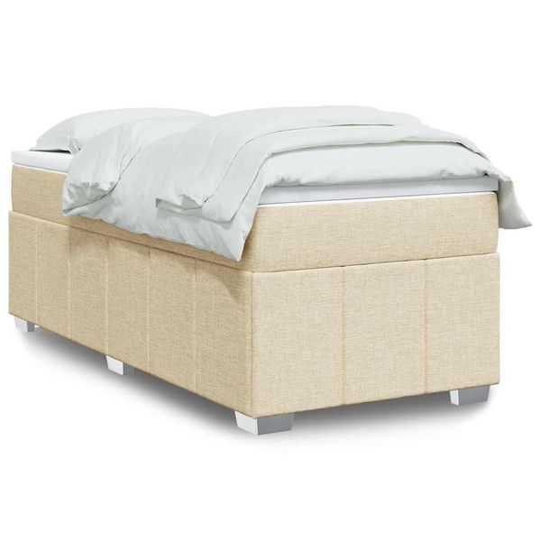 vidaXL Boxspring posteľ s matracom krémová 100x200 cm látka