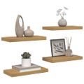 vidaXL Stenná polica Nástenná montáž 4 ks Hnedá 50 x 23,5 x 3,8 cm