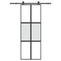 vidaXL Posuvné dvere s kovaním 76x205 cm tvrdené sklo a hliník úzke