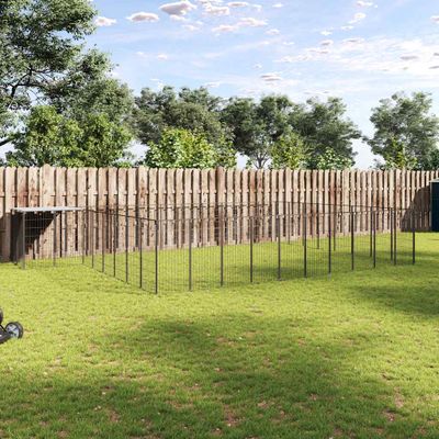 vidaXL Koterec pre psy čierny 25,41 m² oceľ