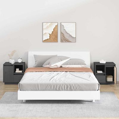 vidaXL Nočné stolíky 2 ks sivé 50x34x50 cm borovicový masív