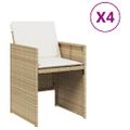 vidaXL Záhradné kreslá s podložkami 4 ks béžové polyratan
