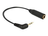 Audio adaptér - mini-phone stereo 3,5 mm so zdierkami (female) do stereo mikro jacku s pinmi (male) - 17,5 cm - čierna - ľavý uhlový konektor