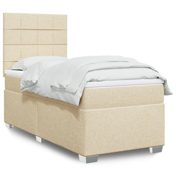 vidaXL Posteľný rám boxsping s matracom krémový 80x200 cm látka