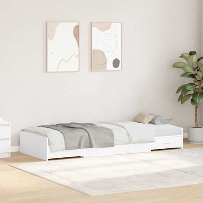 vidaXL Rám postele so zásuvkou Biela 98.5 x 200 cm Kompozitné drevo