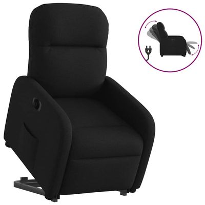 vidaXL Elektrické zdvíhacie sklápacie kreslo čierne látka