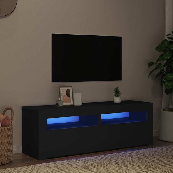 vidaXL TV skrinka s LED svetlami čierna 120x35x40 cm
