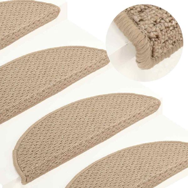 vidaXL Kobercové nášľapy na schody 15 ks bledohnedé 65x21x4 cm