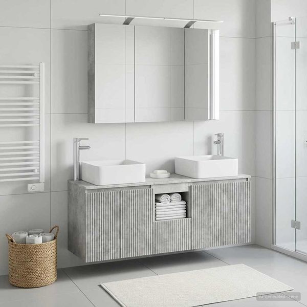 vidaXL Set kabinetov do kúpeľne 4 pcs Betónovo sivá 100 x 14,5 x 70 cm