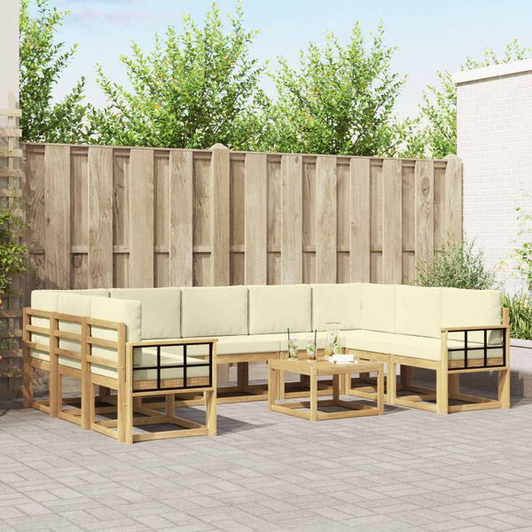 vidaXL Záhradná súprava gaučov 10 pcs Biela a krémová 59 x 59 x 37 cm