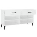 vidaXL Botník lesklý biely 102x35x55 cm spracované drevo