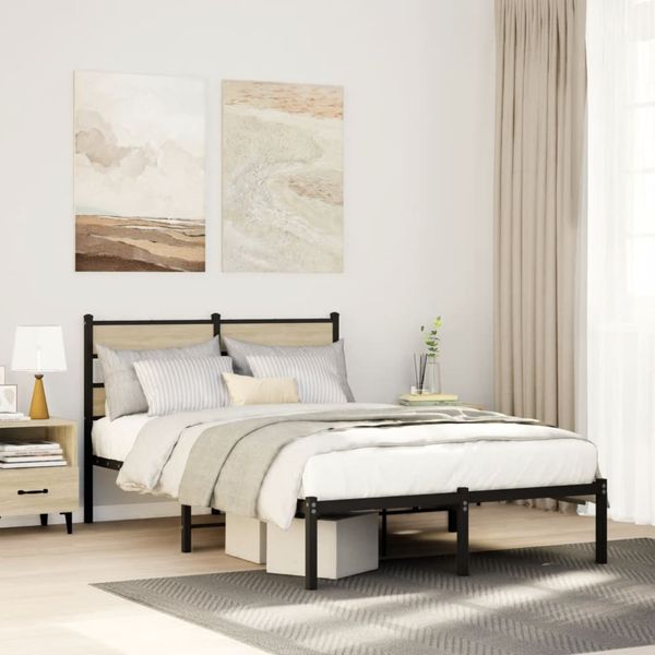 vidaXL Kovový posteľný rám bez matraca dub sonoma 120x190 cm