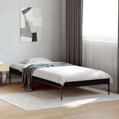 vidaXL Posteľný rám čierny 90x200 cm kompozitné drevo a kov
