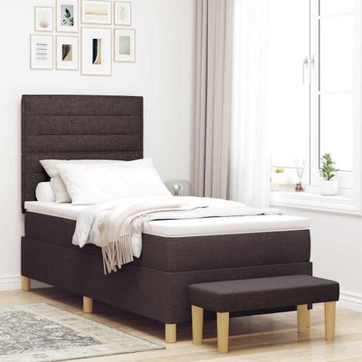 vidaXL Posteľ s pružinovým rámom Tmavo hnedá 200 x 90 cm látka