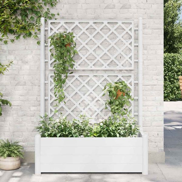 vidaXL Záhradný kvetináč s mriežkou 100x43x142 cm PP biely