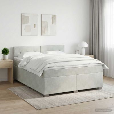 vidaXL Posteľ boxspring s matracom Svetlosivá 180 x 200 cm Zamat