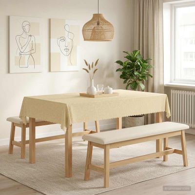 vidaXL Uterák na stôl Obdĺžnikový Krémovo biela 140 x 260 cm