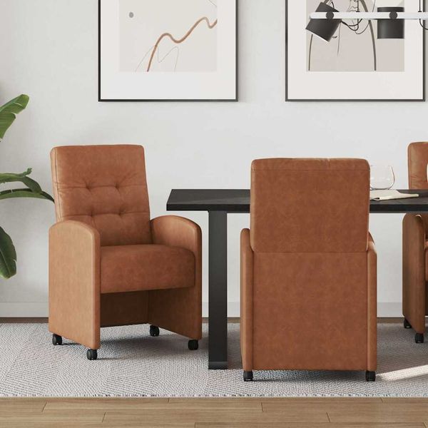 vidaXL Jedálenské stoličky na kolieskach 2 pcs Hnedá 58 x 67 x 97 cm