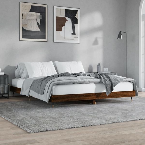 vidaXL Posteľný rám bez matraca hnedý dub 160x200 cm kompozitné drevo