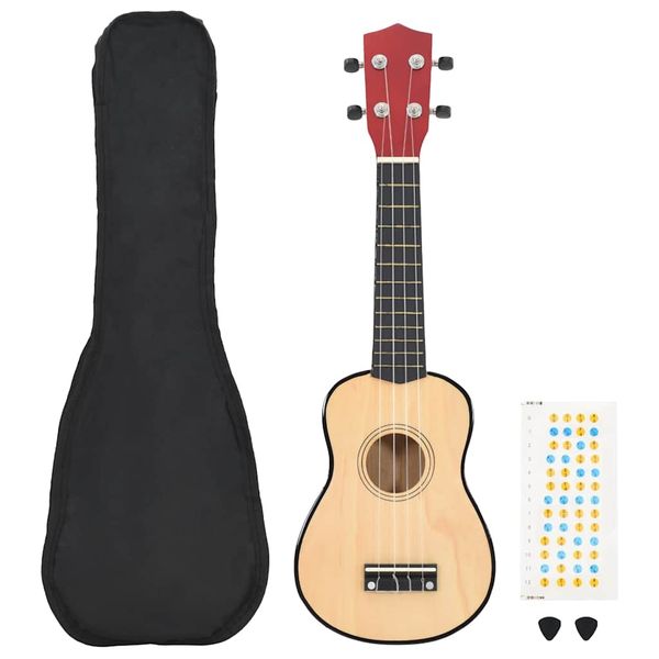 vidaXL Sopránové ukulele s taškou pre deti, prírodné 23"