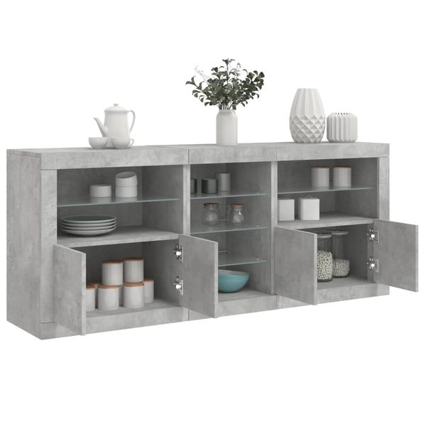vidaXL Komoda s LED svetlami betónovo-sivá 162x37x67 cm