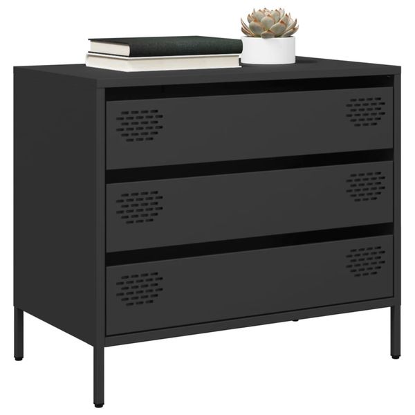 vidaXL Komoda čierna 68x39x58,5 cm oceľ valcovaná za studena
