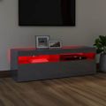 vidaXL TV skrinka s LED svetlami lesklá sivá 120x35x40 cm