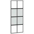 vidaXL Posuvné dvere s kovaním čierne 90x205 cm tvrdené sklo