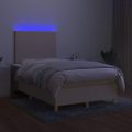 vidaXL Posteľ boxsping s matracom a LED krémová 120x200 cm látka