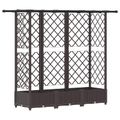 vidaXL Vyvýšený záhon s mriežkou a strechou Hnedá 164 x 40 x 121 cm PP